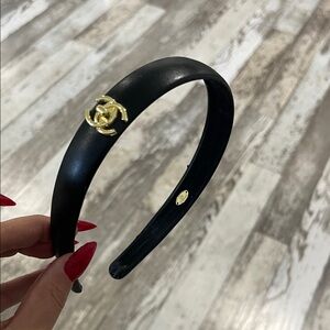 Black Headband with Gold Accent